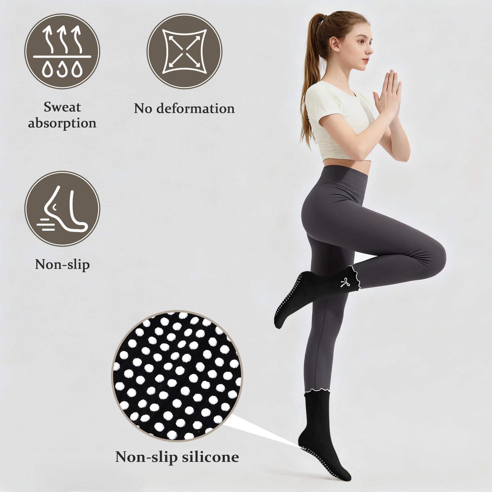 1 Pair of Anti-Slip Grip Pilat - Medias Para Pilates Y Yoga recension och pris