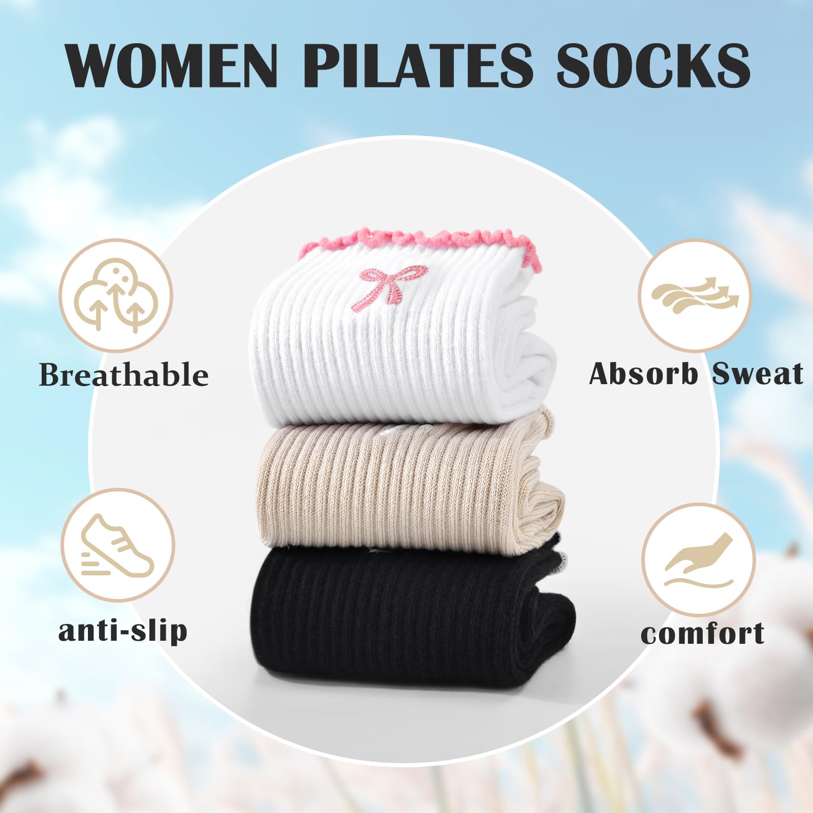 1 Pair of Anti-Slip Grip Pilat - Medias Para Pilates Y Yoga recension och pris