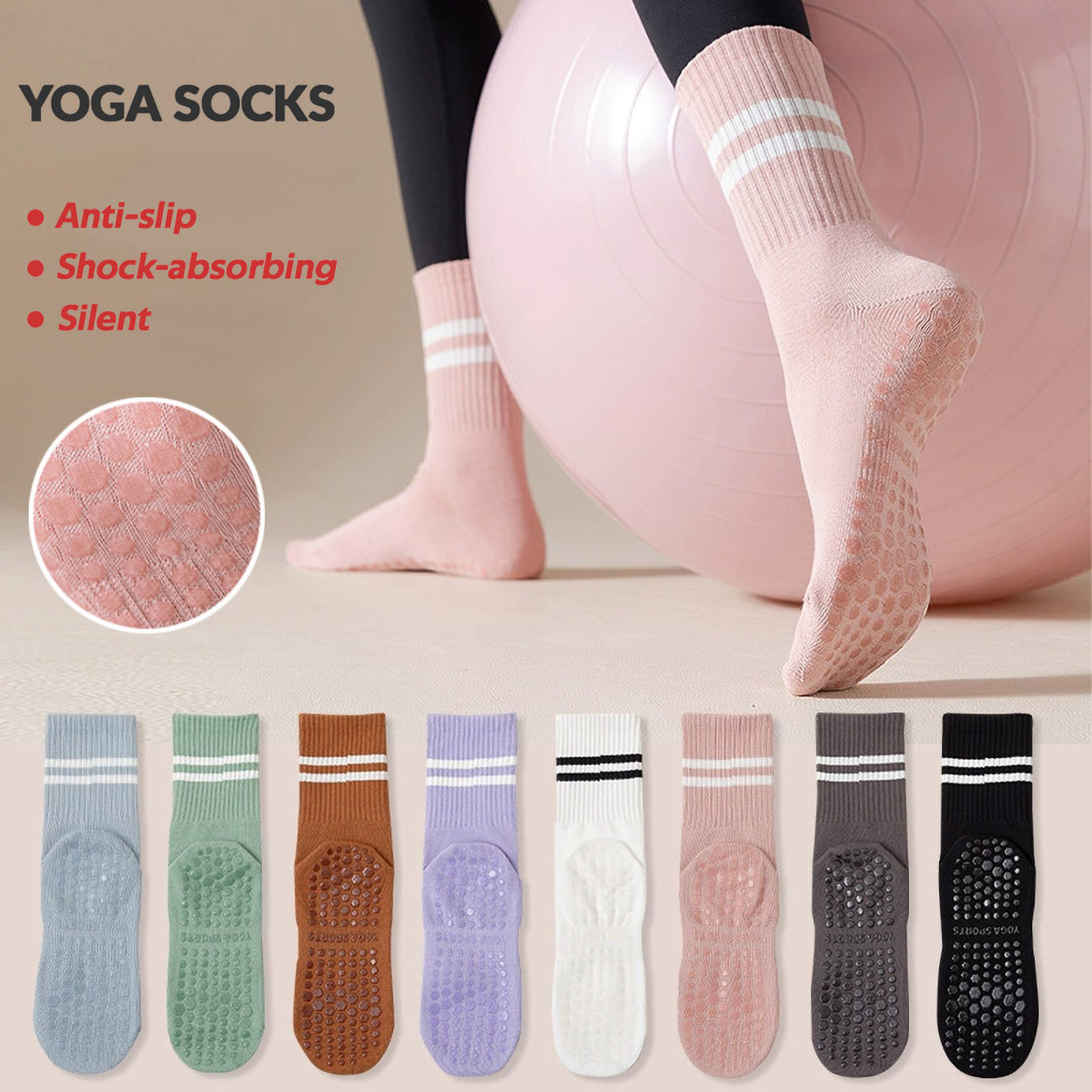 3 Pairs Long Yoga Socks with G - Medias Para Pilates Y Yoga recension och pris