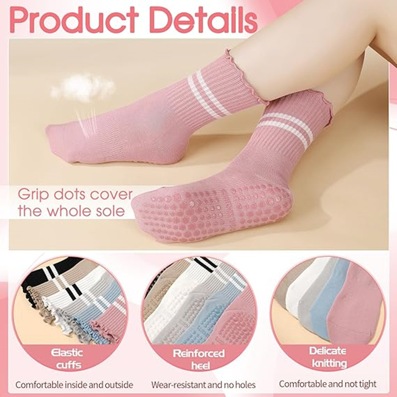1 Pairs Stripe Ruffle Pilates  - Medias Para Pilates Y Yoga recension och pris