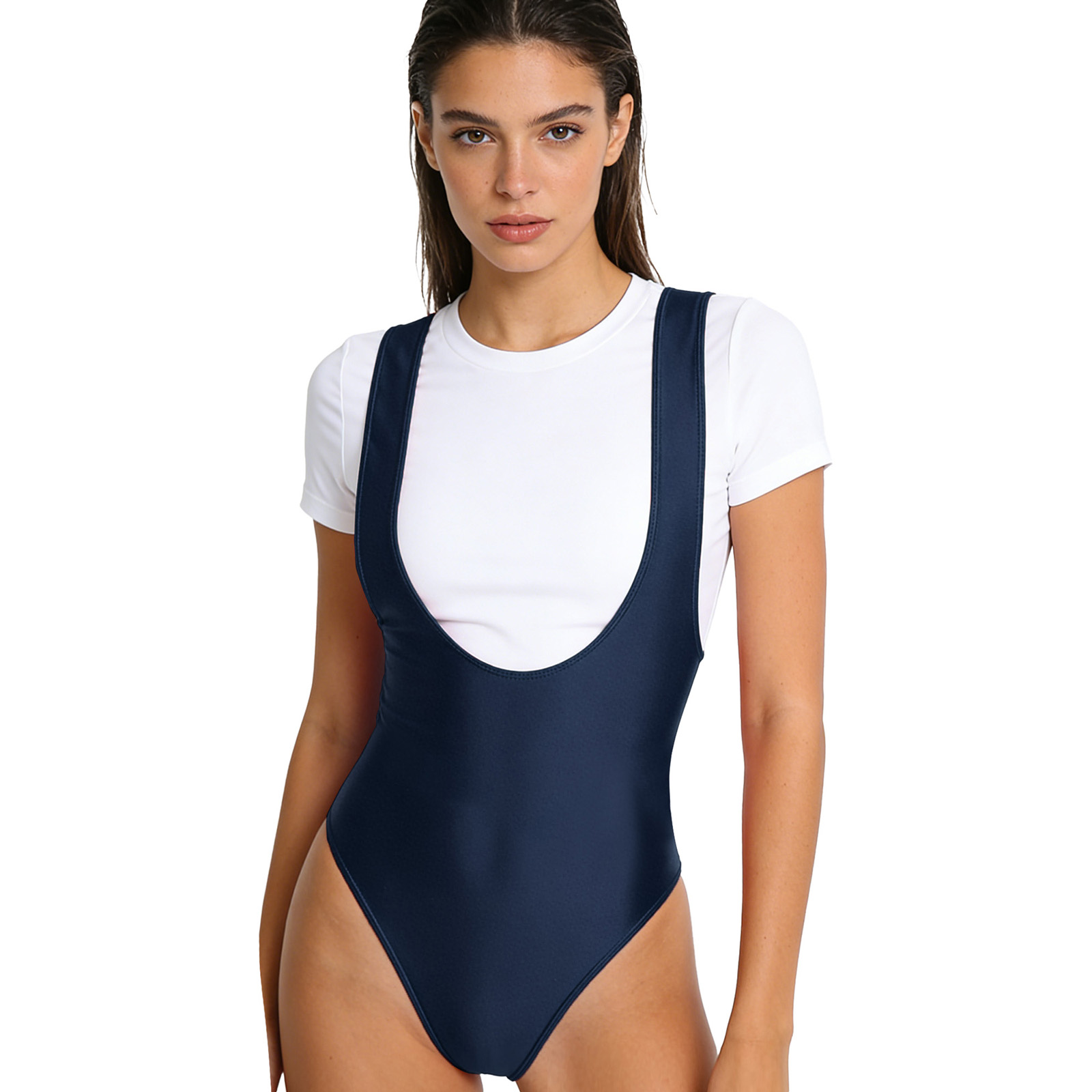 Women Glossy Slim Fit Low Neck - Pilates Yoga One recension och pris